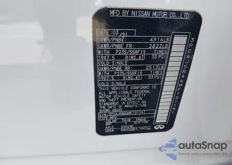 2021 Infiniti Qx50 Luxe из США, поврежденный, VIN 3PCAJ5BA6MF121191